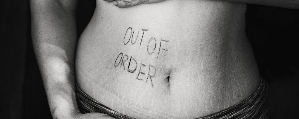 bare belly with out of order written