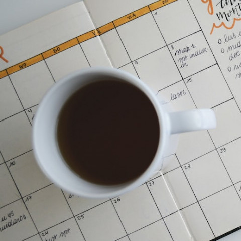 cup of coffee on calendar